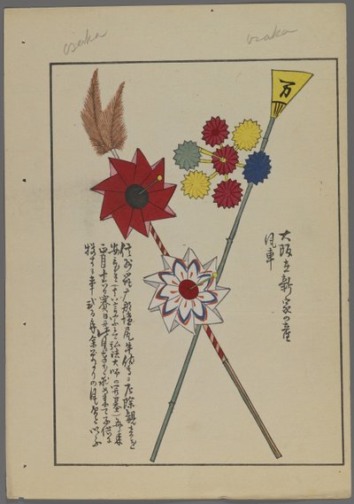 Japansk legetøj, fra Unai no tomo (A Childs Friends) af Shimizu Seifu, 1891-1923. Pinwheels. af Shimizu Seifu